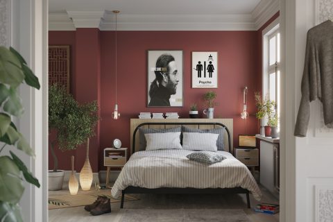 Ikea red bedroom